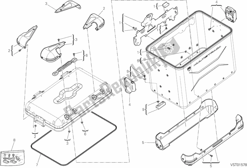 Toutes les pièces pour le Sacoche Gauche du Ducati Multistrada 1200 Enduro Touring 2018